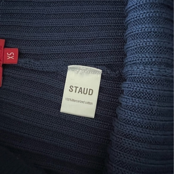 Staud Knit Pants with Crochet Trim in Navy - Picture 14 of 15